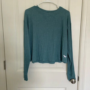 NWOT | PINK Victoria’s Secret women’s ribbed cropped shirt — small‎
